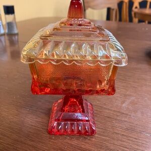 Vintage Glass Candy Dish with Lid